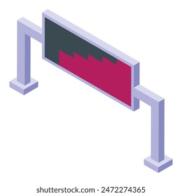 Ilustración vectorial de una barrera tridimensional con un Anuncio rojo y negro que indica cierre