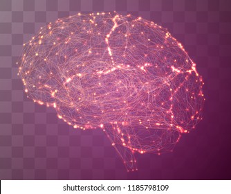 Vector illustration, three-dimensional brain on a dark background