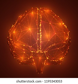 Vector illustration, three-dimensional brain on a dark background