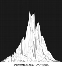 Vector illustration of a three-dimensional mountain in low-polygonal style