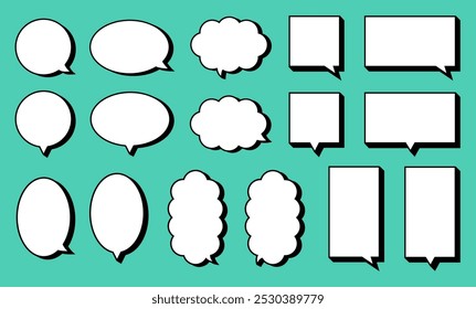 Vector illustration of three-dimensional speech bubble. Speech bubble with shadow.