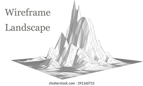 Vector illustration of a three-dimensional wire-frame landscape