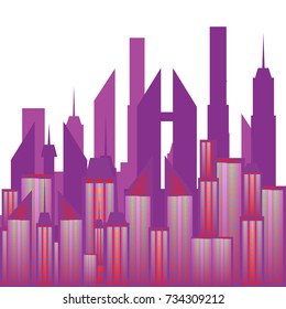 Vector illustration of the three-tiered city skyline silhouette panorama