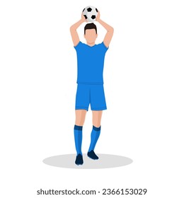 Vector illustration of throw in football player minilamist flat icon isolated on white background