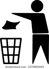 vector illustration of throwing away garbage on a transparent background