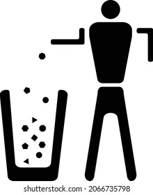 A vector illustration of throwing trash in the trash can. copyspace area.