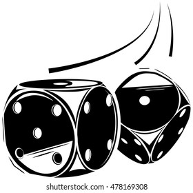 Vector illustration throwing two dice, game casino icon