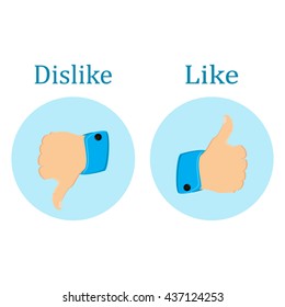 Vector illustration thumb up thumb down. Like and dislike symbol concept