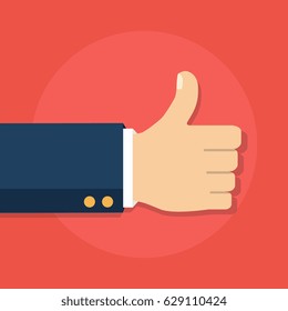Vector illustration. Thumb Up vector icon. Isolated on a background. Like symbol.