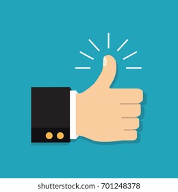 Vector illustration. Thumb Up vector icon. Isolated on a background. Like symbol.