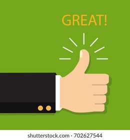 Vector illustration. Thumb Up vector icon. Isolated on a background. Like symbol.