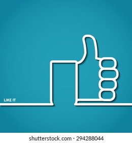 Vector Illustration of Thumb Up Outline for Design, Website, Background, Banner. Logo of Success symbol silhouette Element  social media Template