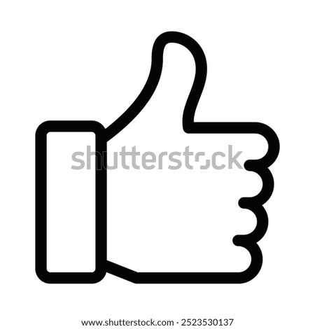 Vector illustration of a thumbs up icon, symbolizing approval, like, or positive feedback. Editable stroke.