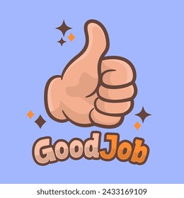 Vector illustration of thumbs up sign wearing