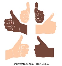 Vector Illustration of  Thumbs up. Drawn by hands icons. Flat style