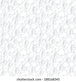 Vector Illustration of  Thumbs up. Drawn by hands seamless pattern. Flat style