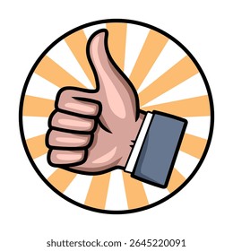 A vector illustration of a thumbs-up gesture in a clean, modern clip art style