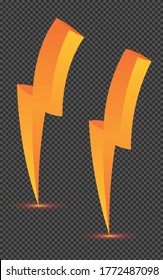 vector illustration of thunder and bolt lighting flash template. 3d  Style on transparent Background. perfect for flash sale banner, poster, advertising, promotion, social media, t-shirt design, etc.