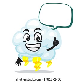 vector illustration of thunder cloud mascot or character says with blank balloon speech