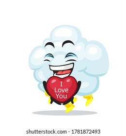 vector illustration of thunder cloud mascot or character give love symbol and says i love you