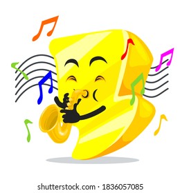 vector illustration of thunder mascot or character playing saxophone