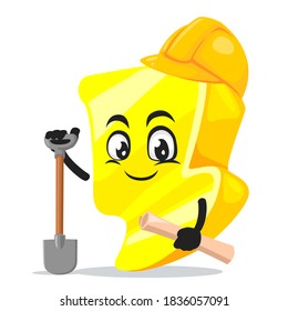 vector illustration of thunder mascot or character wearing builder costume