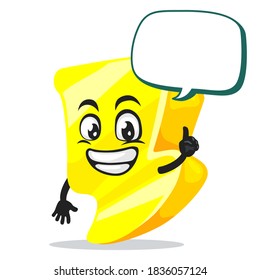 vector illustration of thunder mascot or character says with blank balloon speech
