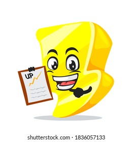 vector illustration of thunder mascot or character presentation with clipboard