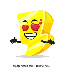 vector illustration of thunder mascot or character with love eye