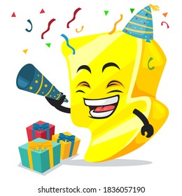 vector illustration of thunder mascot or character celebrate new year party