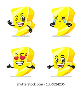 ilustración vectorial de la mascota de trueno o conjunto de colecciones de caracteres con tema de expresión