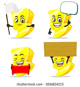 vector illustration of thunder mascot or character collection set with blank sign theme