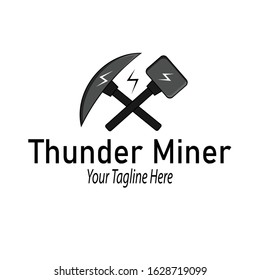 Vector Illustration Thunder Miner Logo