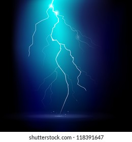 Vector illustration of a thunder storm at night