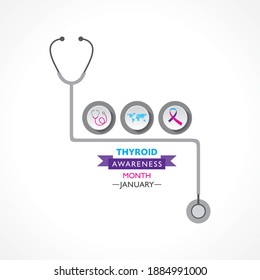 Vector illustration of Thyroid Awareness Month observed in January