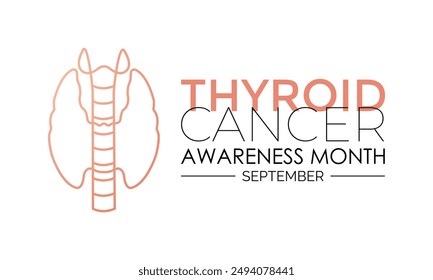 Vector illustration of Thyroid cancer awareness month is September. Promoting Thyroid Health and Wellness awareness Calligraphy Realistic Teal Ribbon. Banner poster design.