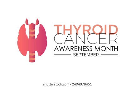 Vector illustration of Thyroid cancer awareness month is September. Promoting Thyroid Health and Wellness awareness Calligraphy Realistic Teal Ribbon. Banner poster design.