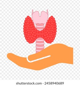 Vektorillustration der Schilddrüse in der Hand auf durchsichtigem Hintergrund