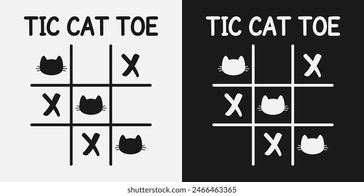 Ilustración vectorial de tic tac toe juego con signo de gato para productos imprimibles.