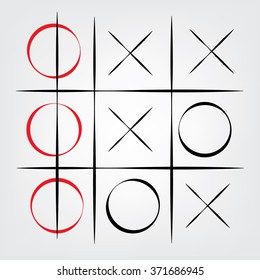 Vector illustration tic tac toe simple game. XO game. Hand drawn tictactoe game