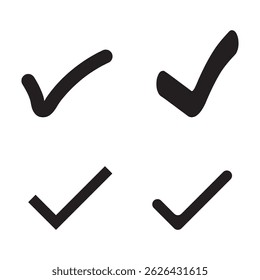 Ilustración vectorial del conjunto de iconos de marca de garrapata aislado sobre fondo blanco