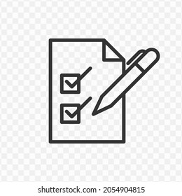 Vector illustration of tick note icon in dark color and transparent background(png).
