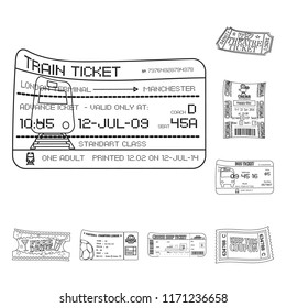 Vector illustration of ticket and admission icon. Collection of ticket and event stock symbol for web.