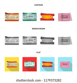 Vector illustration of ticket and admission icon. Set of ticket and event stock symbol for web.