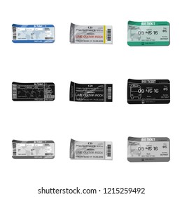 Vector illustration of ticket and admission icon. Collection of ticket and event stock symbol for web.