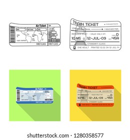 Vector illustration of ticket and admission icon. Set of ticket and event vector icon for stock.