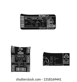 Vector illustration of ticket and admission icon. Set of ticket and event stock vector illustration.