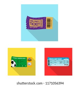 Vector illustration of ticket and admission logo. Collection of ticket and event vector icon for stock.