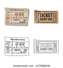 Vector illustration of ticket and admission logo. Set of ticket and event stock symbol for web.