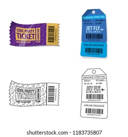 Vector illustration of ticket and admission logo. Collection of ticket and event stock vector illustration.